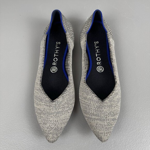 Rothys Shoes The Point Slip On Knit Ballet Flats Pointed Toe Womens 9.5 Grey - Picture 1 of 10
